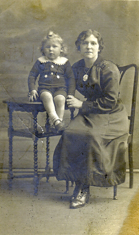 William Sharp, aged 2 and his mother, Ethel, c. 1917