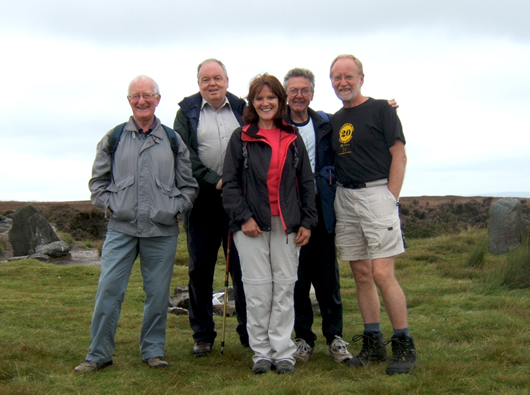 David King, John Myles, Chris Grogan, Roger Clarke and Dave Shaw at the Apostles Stones, Ilkley Moor