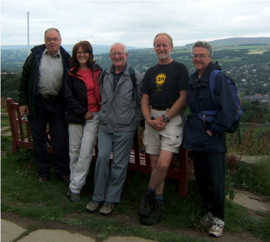 John Myles, Chris Grogan, David King, Dave Shaw and Roger Clarke on climb out of Ilkley