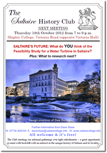 Saltaire History Club meeting, 1 December 2011