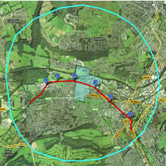 Google map of proposed Saltaire by-pass