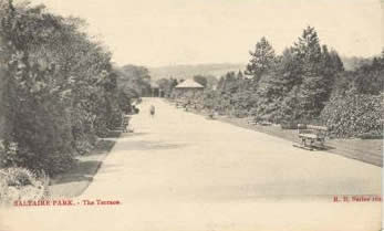 Postcard of Roberts Park, bandstand in background. Date unknown.