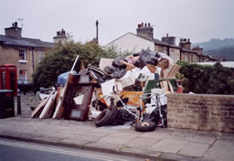 Rubbish on Caroline Street, before skip was removed.